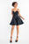 Rachel Allan - L1207 Beaded Sweetheart Romper With Satin Overskirt in Black