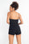 Rachel Allan - L1207 Beaded Sweetheart Romper With Satin Overskirt in Black