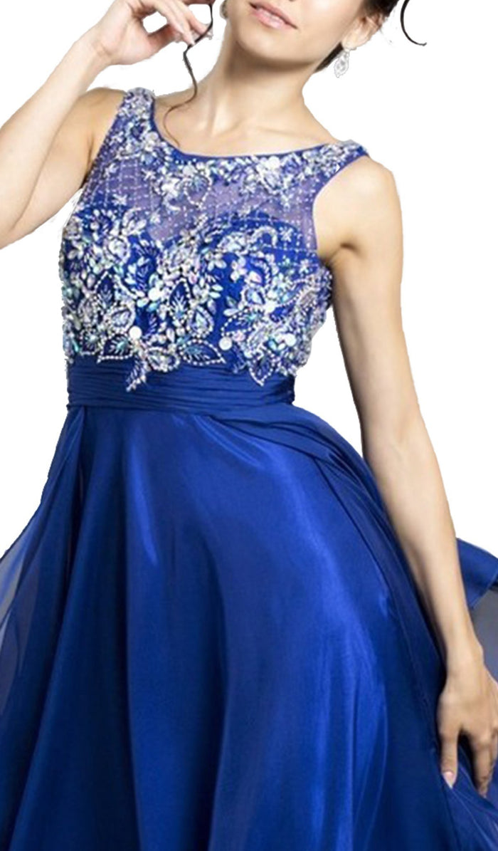 Jewel Embellished Layered Chiffon Prom Dress