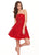 Rachel Allan LBD - L1231 Strapless Beaded Accent Lace Cocktail Dress In Red