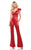 Rachel Allan LBD - L1238 Embellished Ruffled One Shoulder Jumpsuit In Red