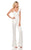 Rachel Allan LBD - L1238 Embellished Ruffled One Shoulder Jumpsuit In White