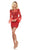 Rachel Allan LBD - L1245 Bedazzled Long Sleeve Sheath Cocktail Dress In Red