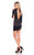 Rachel Allan LBD - L1256 Plunging V-Neck Fringe Cocktail Dress In Black