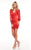 Rachel Allan LBD - L1256 Plunging V-Neck Fringe Cocktail Dress In Red