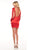 Rachel Allan LBD - L1256 Plunging V-Neck Fringe Cocktail Dress In Red