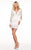 Rachel Allan LBD - L1256 Plunging V-Neck Fringe Cocktail Dress In White