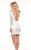 Rachel Allan LBD - L1256 Plunging V-Neck Fringe Cocktail Dress In White