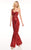 Rachel Allan LBD - L1261 Sequined Asymmetric Neck Jumpsuit In Red