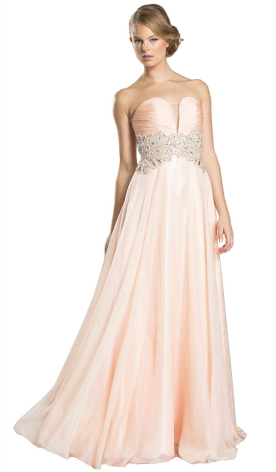 Plunge Sweetheart Neckline Strapless A-Line Prom Dress