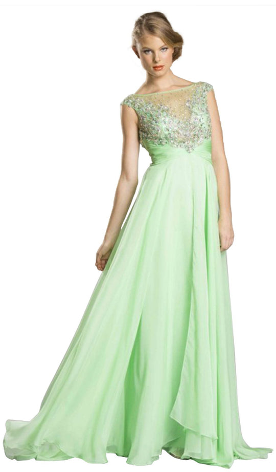 Bedazzled Illusion A-line Evening Dress