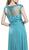 Illusion Embroidered Long Formal Teal Dress