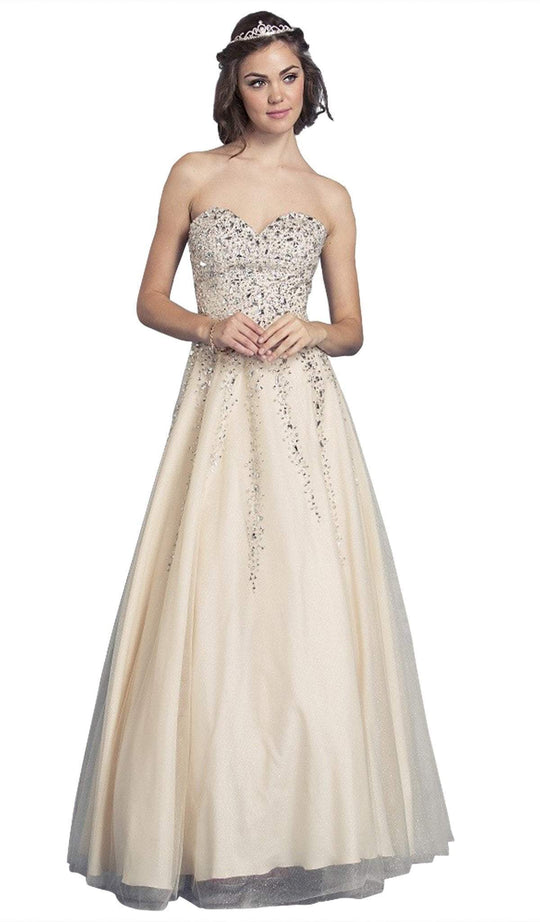 Sparkly Strapless Corset Back Evening Gown