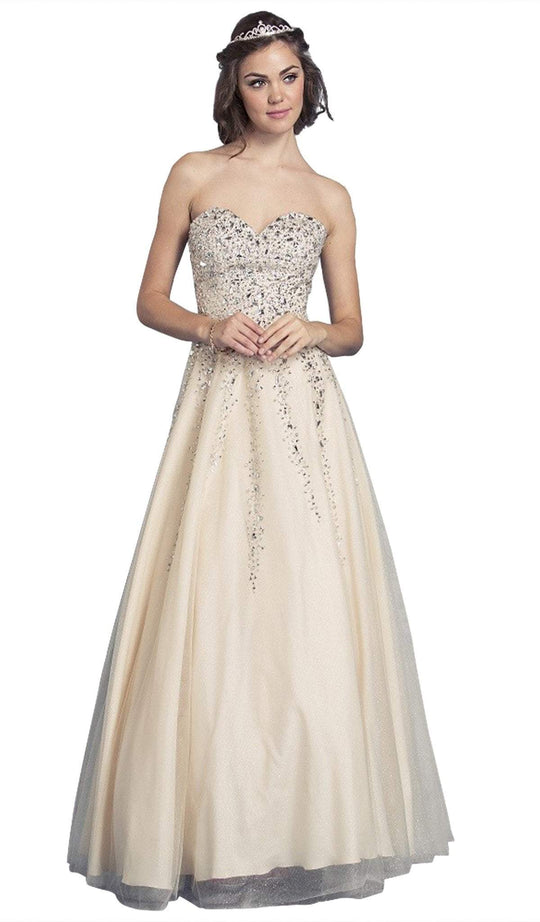 Sparkly Strapless Corset Back Evening Gown