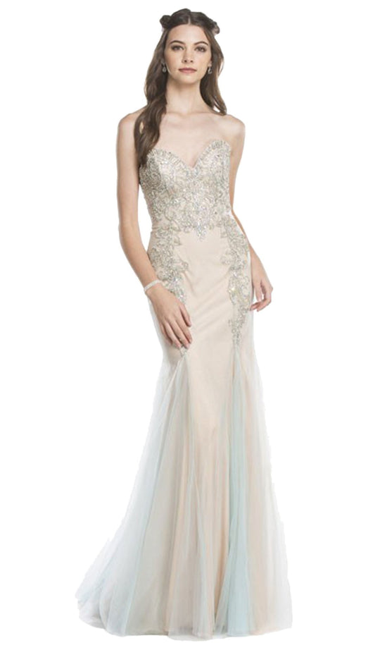Enchanting Beaded Strapless Trumpet Prom Dress