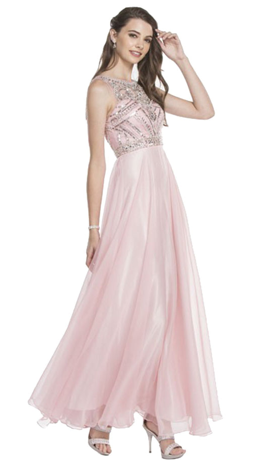 Long A-Line Embellished Prom Dress