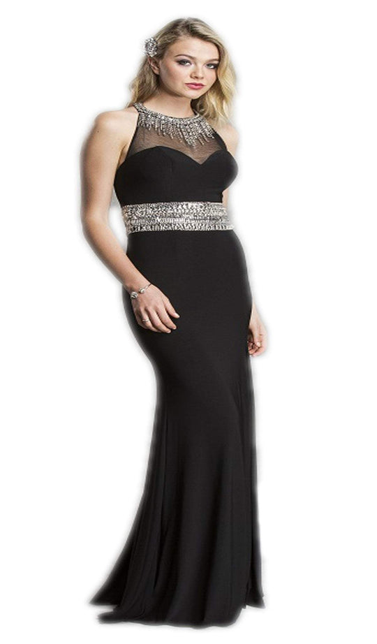 Embellished Back Cutout Evening Dress