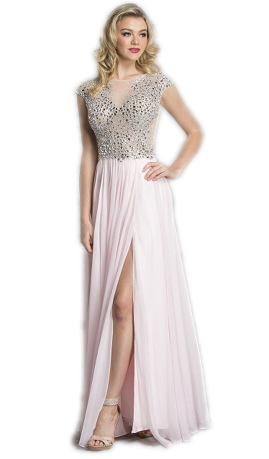 Crystal Embellished A-Line Evening Dress