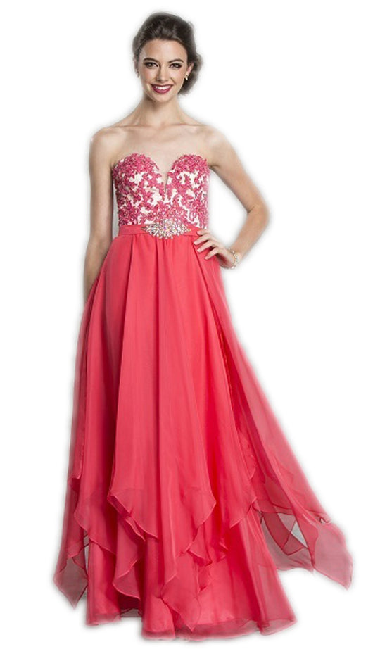 Strapless Pleated A-Line Evening Dress