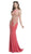 Gold Embellished Sheer Evening Dress