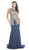 Gold Embellished Sheer Evening Dress