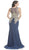 Gold Embellished Sheer Evening Dress