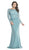 Scalloped Lace Long Sleeves Evening Gown