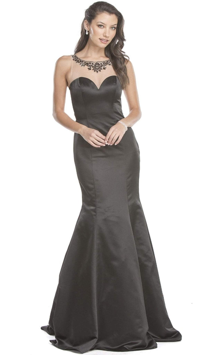 Sheer Fitted Trumpet Evening Gown