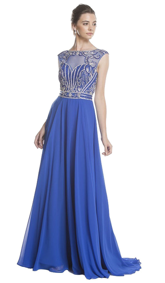 Embellished Illusion Bateau Prom Dress