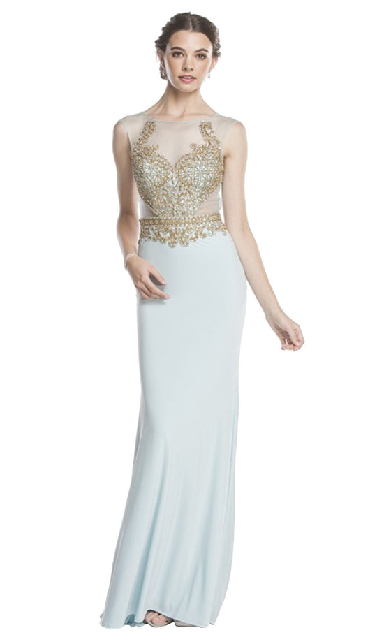 Gilded Illusion Bateau Sheath Prom Dress