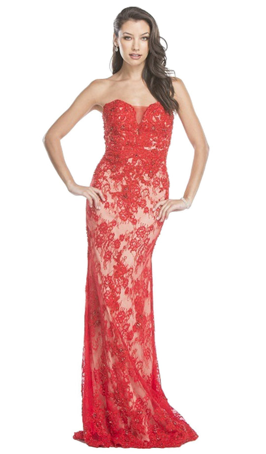 Floral Lace Sweetheart Fitted Evening Dress