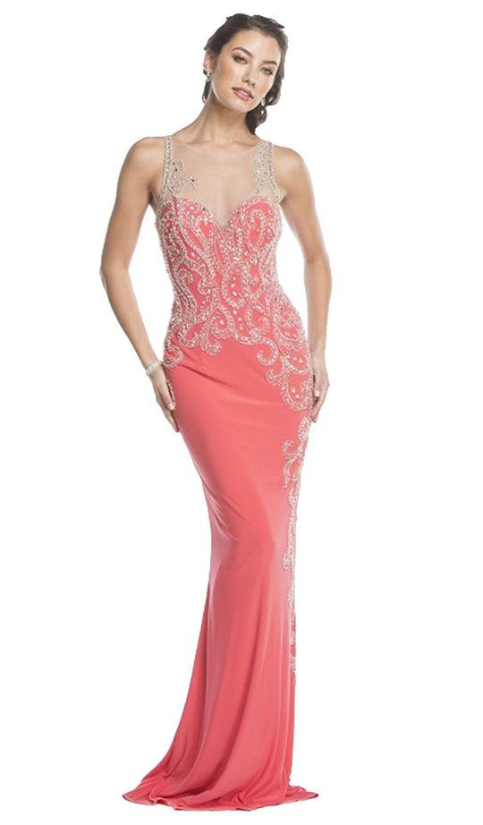 Dazzling Illusion Halter Prom Dress