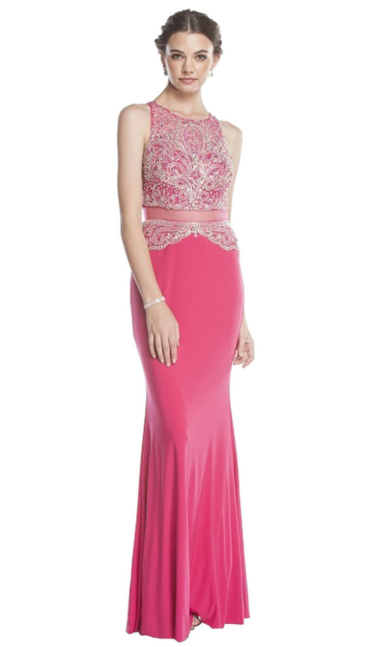 Embellished Mock Two Piece Prom Dress