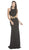 Gold Embellished Halter Fitted Prom Dress
