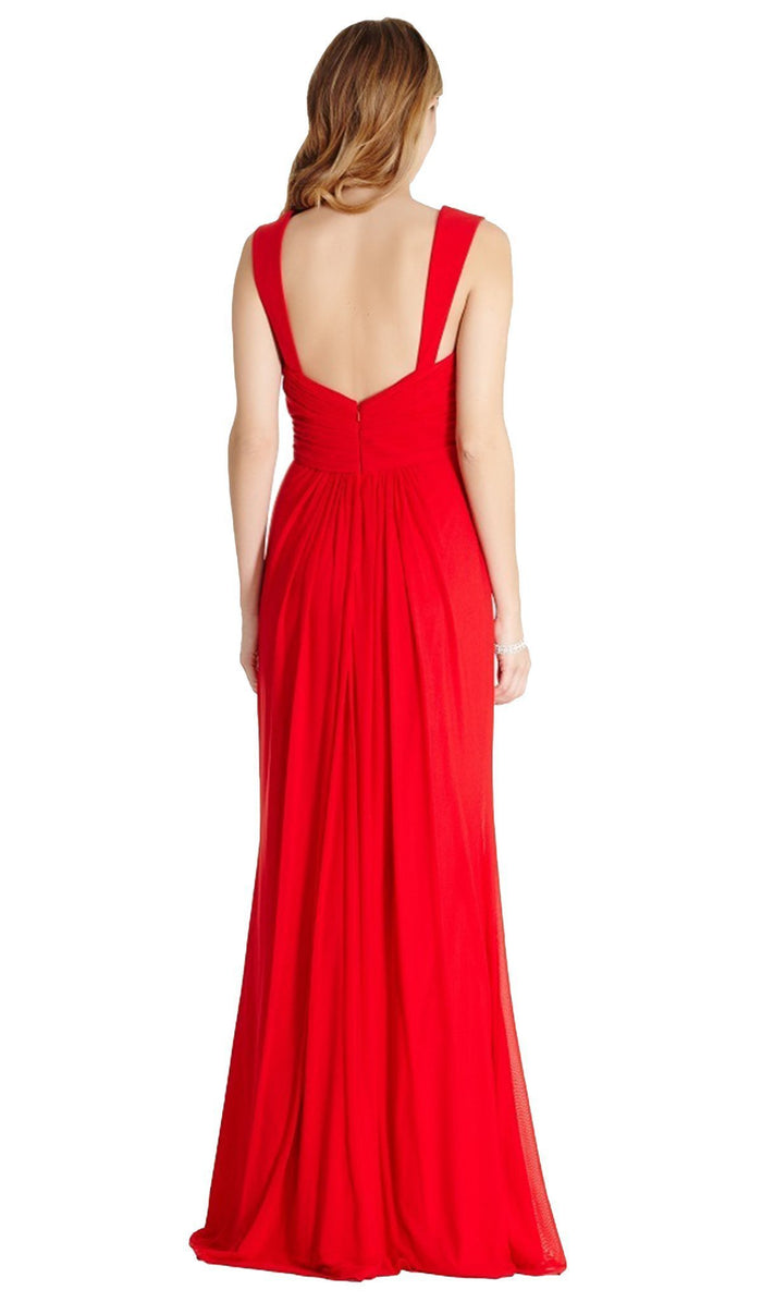 Ruched V-neck Evening Fitted Dress