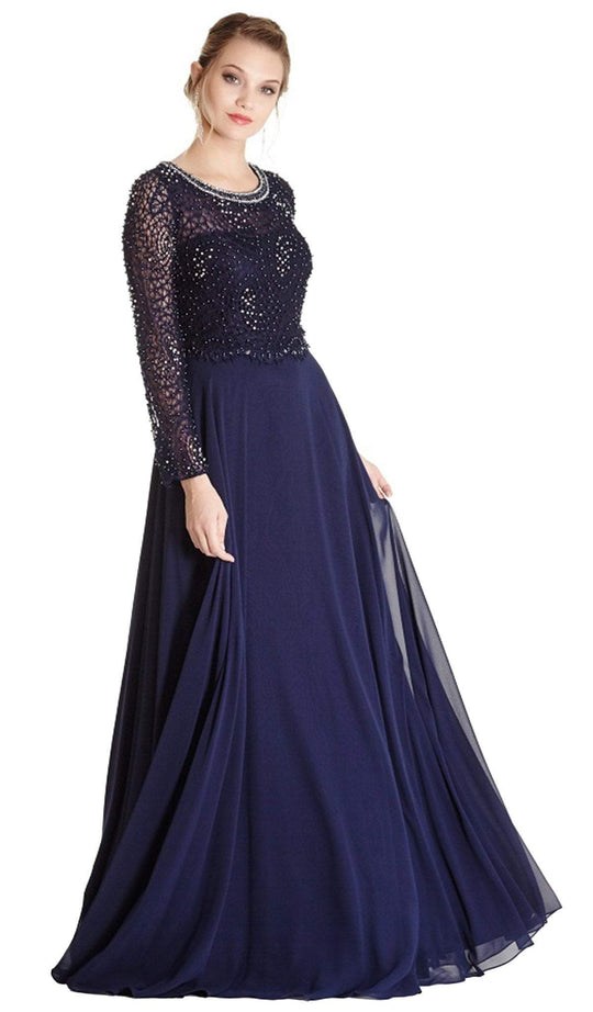 Ornate Long Sleeve Mother of Bride Dress