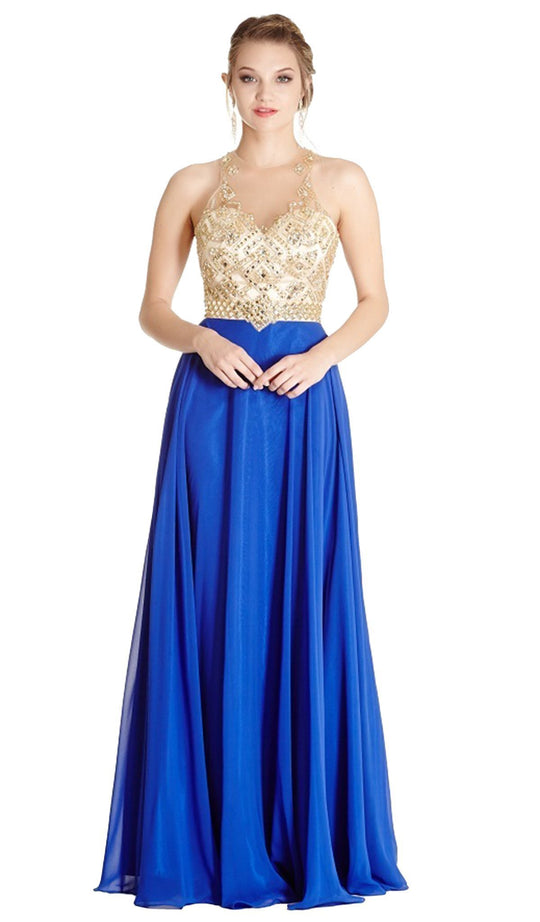 Illusion Halter A-line Prom Dress