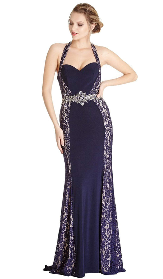 Lace Halter Sheath Evening Dress