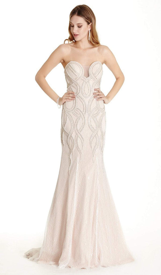 Embellished Strapless Trumpet Prom Dress