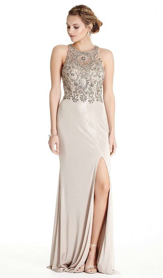 Glittering Halter Neck Sheath Evening Dress