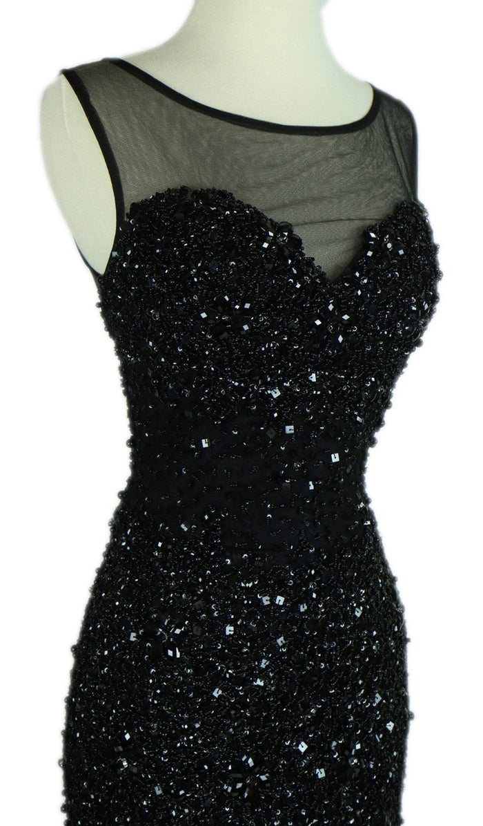 Bejeweled Illusion Bateau Evening Dress