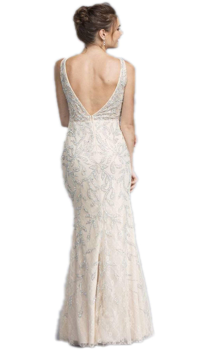 Lavish Embellished Deep V-neck Evening Dress