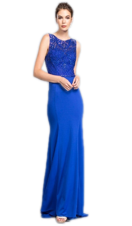 Embellished Illusion Jewel Prom Sheath Dress