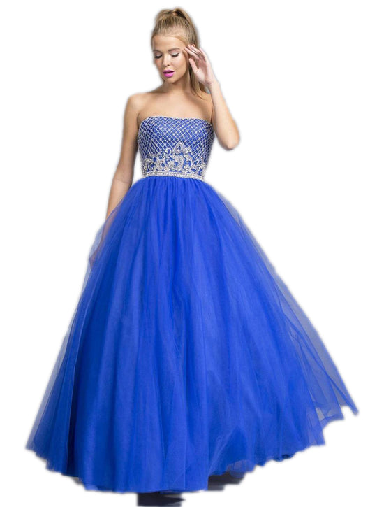 Embellished Straight Neck Prom Ballgown