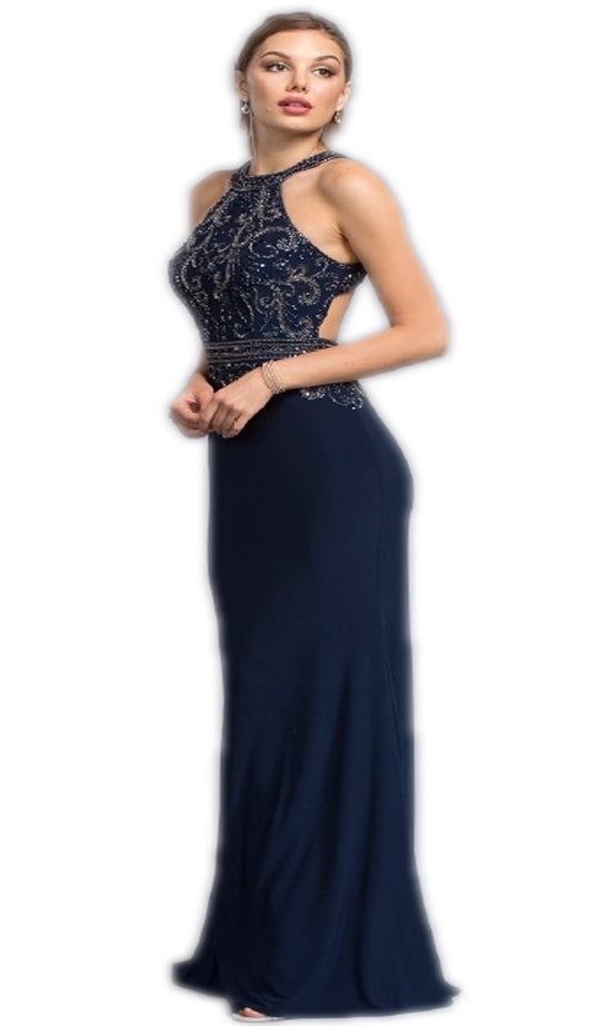 Dazzling Halter Neck Sheath Prom Dress
