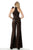 Jovani - 2689 Bow Accented Halter Flared Jumpsuit In Brown