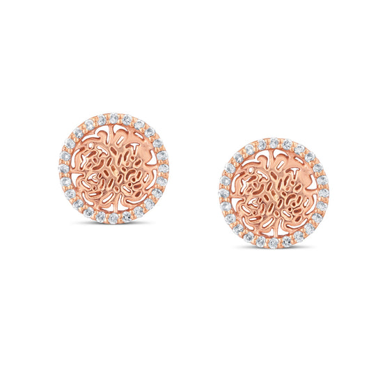 Signature Logo Earrings with Diamond frame in 18k Rose Gold