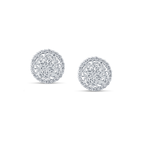 Signature Logo Earrings with Diamond frame in 18k White Gold