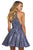 Sherri Hill - 53027 Short Illusion Paneled Halter Glitter Dress In Blue and Silver