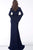 Jovani - 63851 Stretch Jersey Plunging V-neck Trumpet Dress In Blue